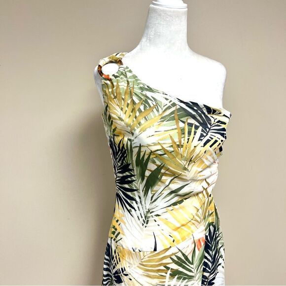 Stella & Julie Tropical Print One-Shoulder Dress Sz 4 - Picture 2 of 6